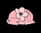 Illustration of a pink cherry blossom isopod with a flower on a black background