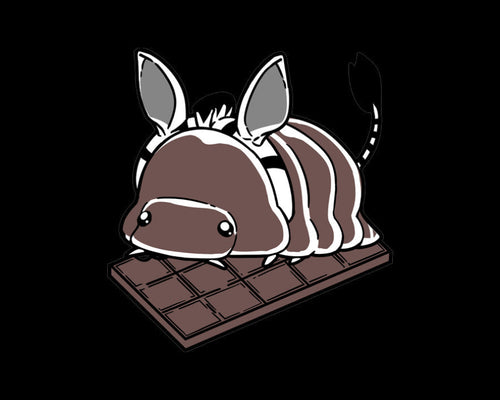 An illustration of a chocolate zebra isopod on a chocolate bar