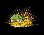 Cartoon illustration of a durian spiky isopod