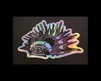 Holographic sticker of a panda spiky isopod
