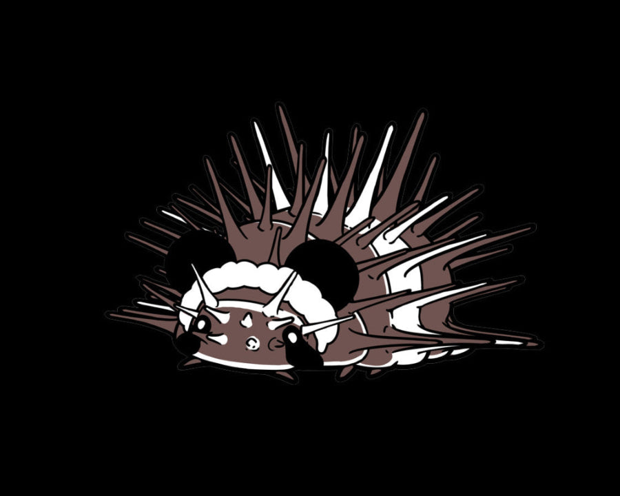 Illustration of a panda spiky isopod with a dark background